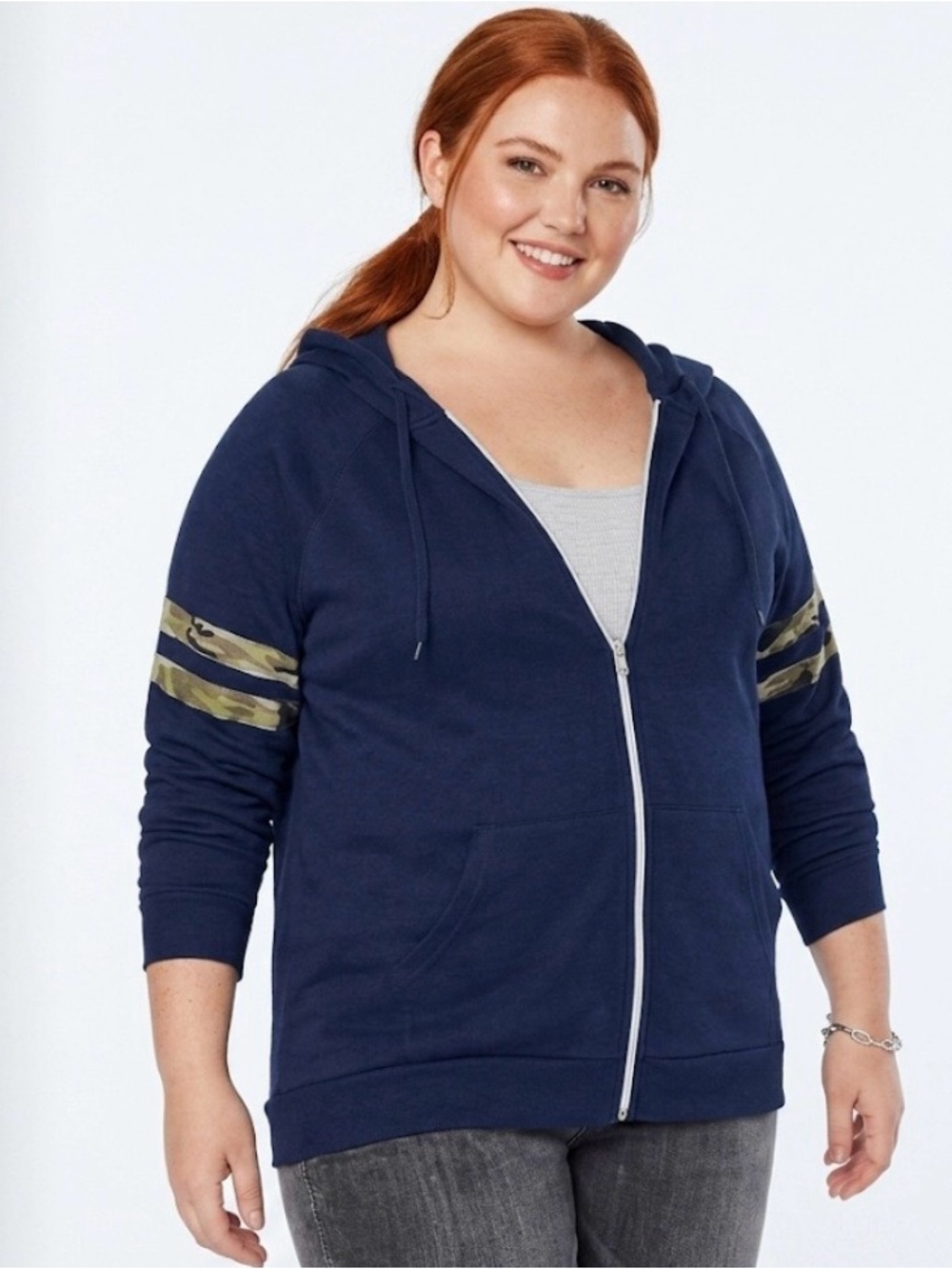 $8 Sale Love Tribe Camo-Stripe Zip Up size 1X